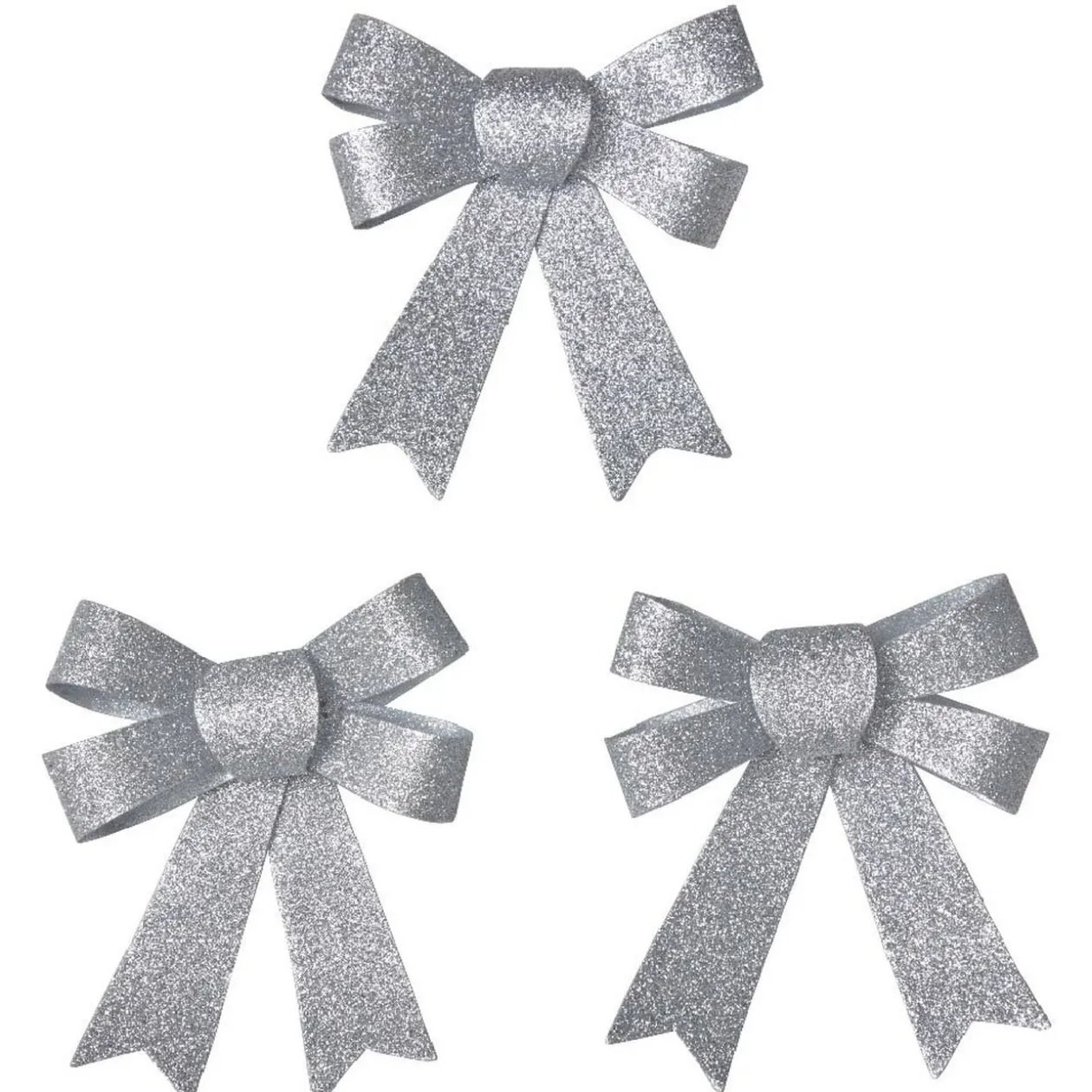 Suspension noeud de Noël pailleté argenté x3