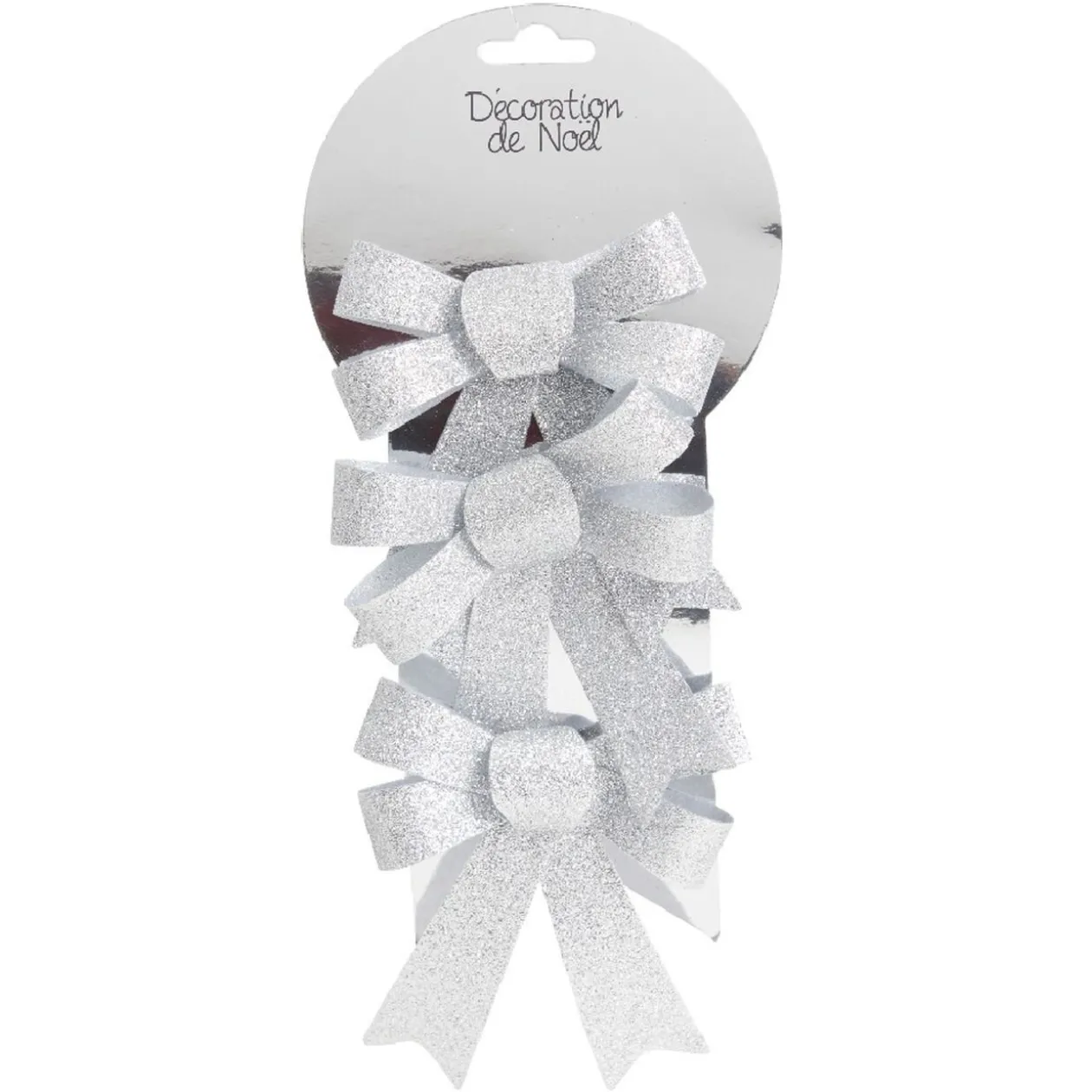 Suspension noeud de Noël pailleté argenté x3