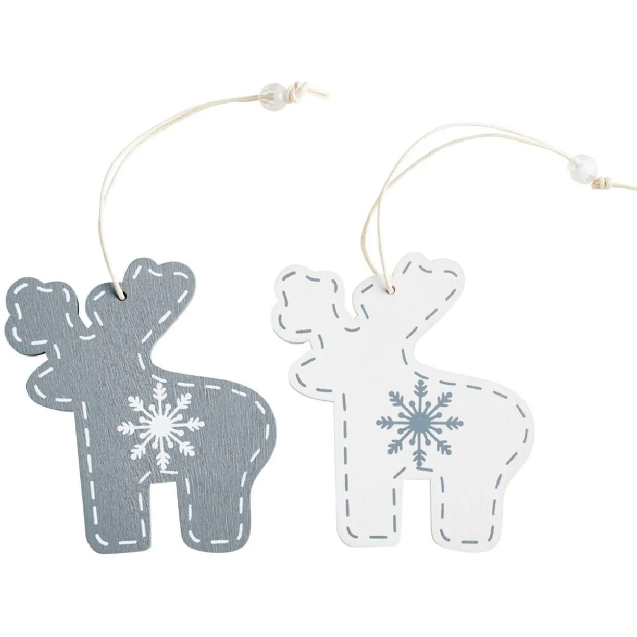 Suspension Noël motifs flocon et cerf blanche et grise x12