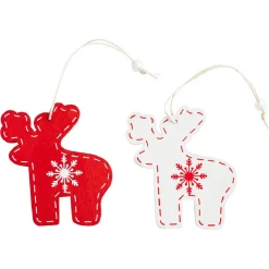 Suspension Noël motifs flocon et cerf blanche et rouge x12