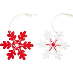 Suspension Noël motifs flocon et cerf blanche et rouge x12