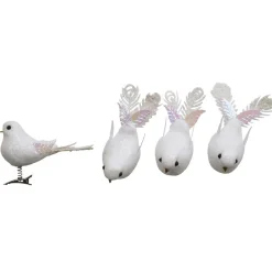 Suspension oiseau blanc Noël x4