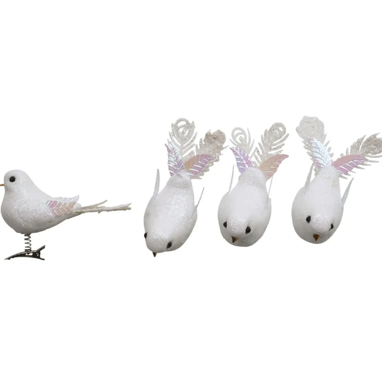 Suspension oiseau blanc Noël x4