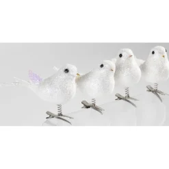 Suspension oiseau blanc Noël x4