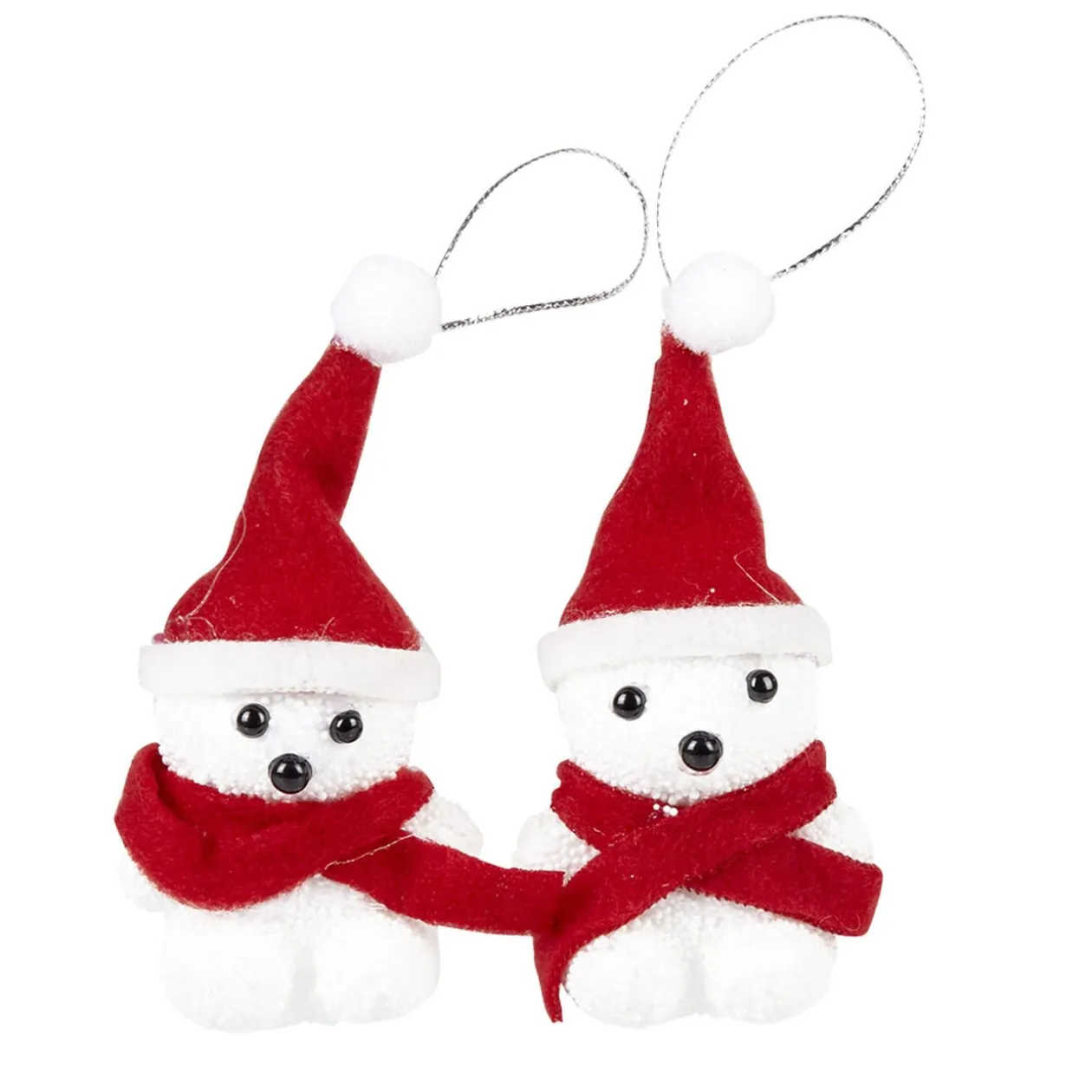 Suspension ourson blanc et rouge x2