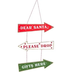 Suspension panneaux Dear Santa en bois 17xH20cm