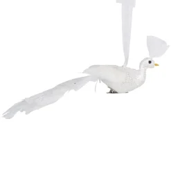 Suspension paon blanc neige pailleté Noël