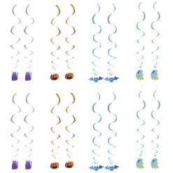 Suspension papier Halloween chat citrouille fantôme multicolore x8