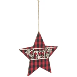 Suspension Étoile avec inscription Joyeux Noël style tartan écossais