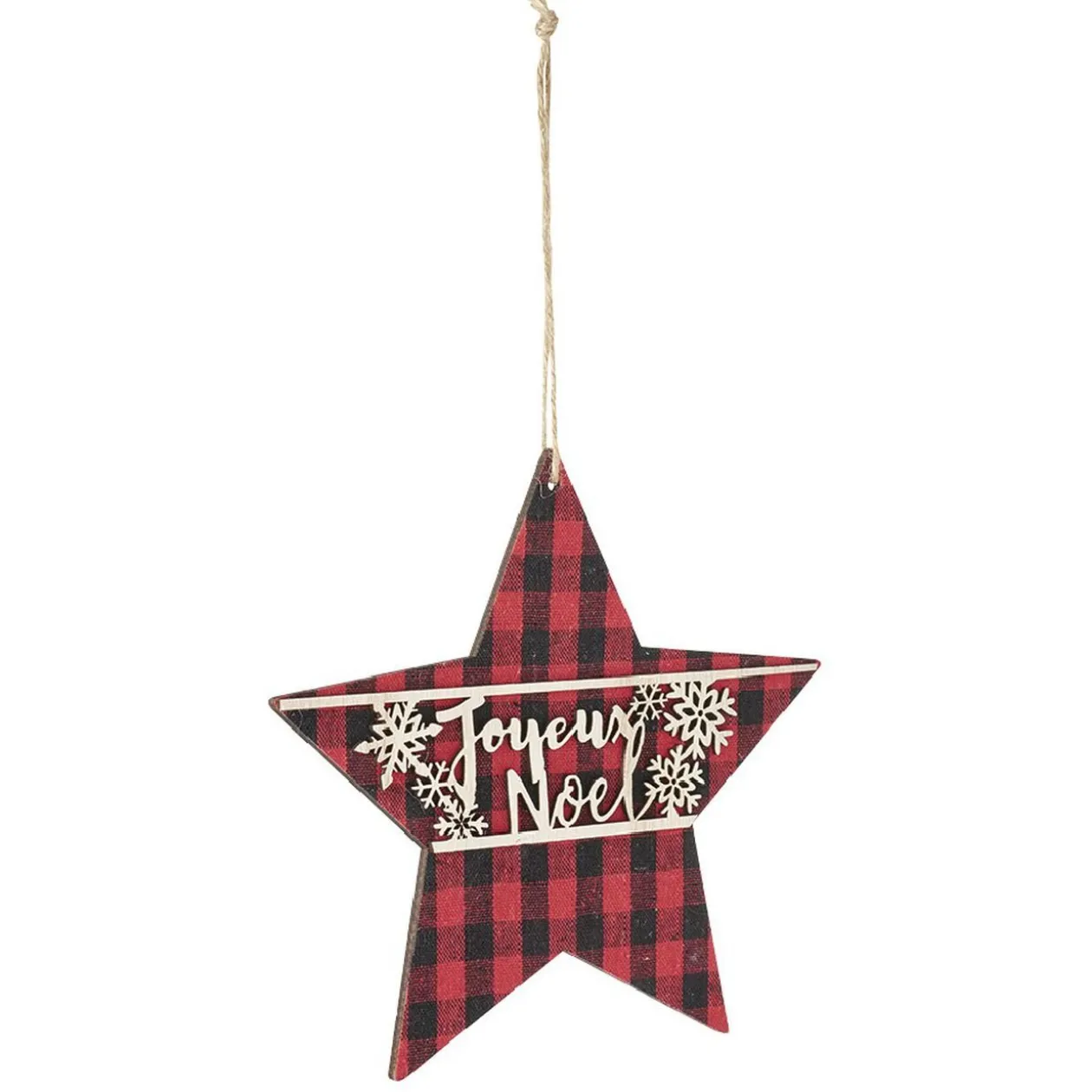 Suspension Étoile avec inscription Joyeux Noël style tartan écossais