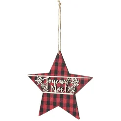 Suspension Étoile avec inscription Joyeux Noël style tartan écossais