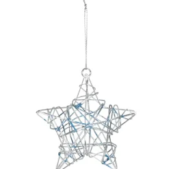 Suspension étoile de Noël argentée bleue