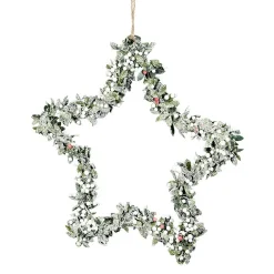 Suspension Étoile de Noël en métal décor feuilles et givre