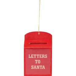 Suspensison boîte aux lettres en bois décoration de Noël rouge