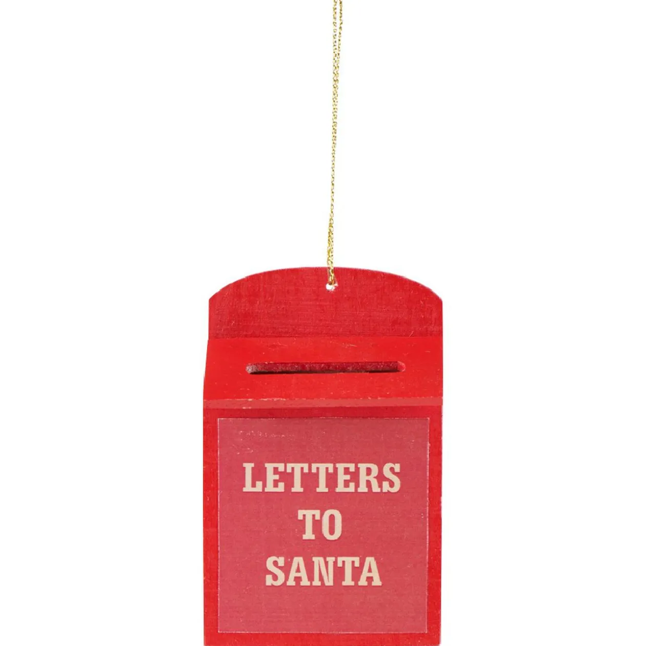 Suspensison boîte aux lettres en bois décoration de Noël rouge