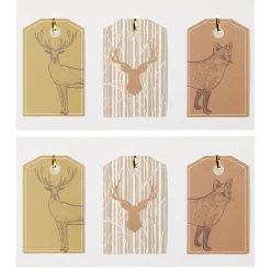 Étiquette cadeau Noël thème nature x6