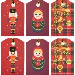 Étiquette cadeau Noël Tradition x6