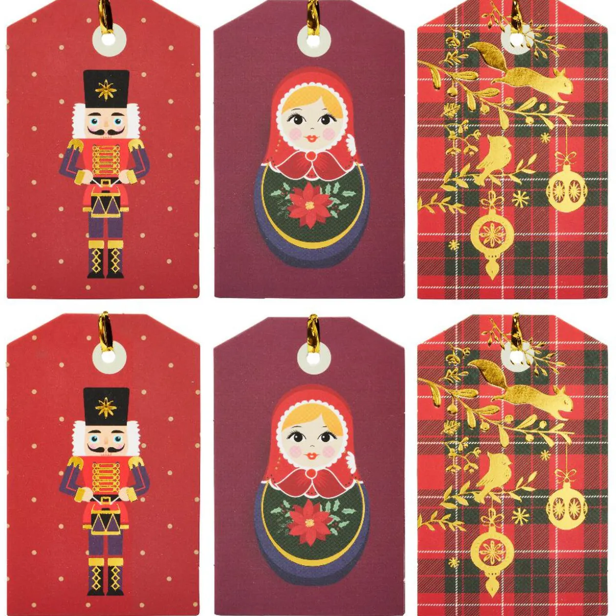 Étiquette cadeau Noël Tradition x6