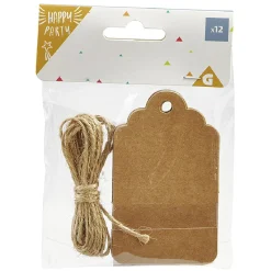 Étiquette porte nom en papier kraft x 12