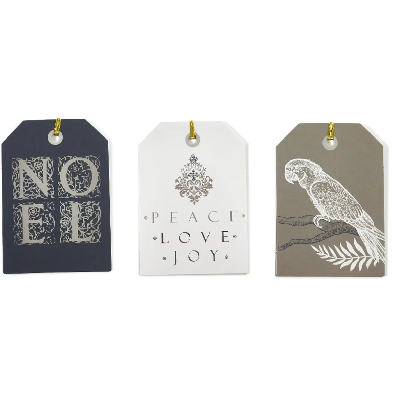 Étiquette pour paquet cadeau Noël Doré Argenté x6