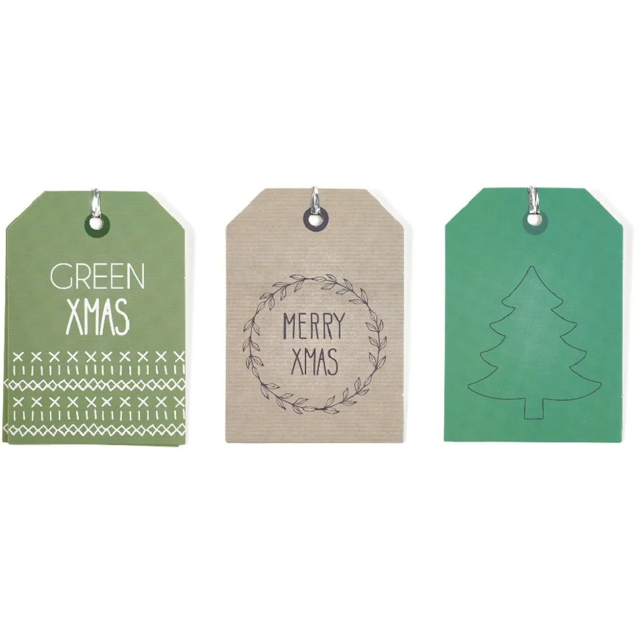 Étiquette pour paquet cadeau Noël Vert Naturel x6