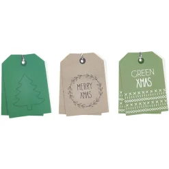 Étiquette pour paquet cadeau Noël Vert Naturel x6