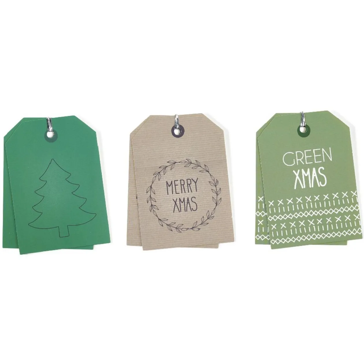 Étiquette pour paquet cadeau Noël Vert Naturel x6