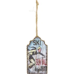 Étiquette ski en bois à suspendre