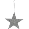 Étoile à suspendre effet pailleté gris ou blanc x2
