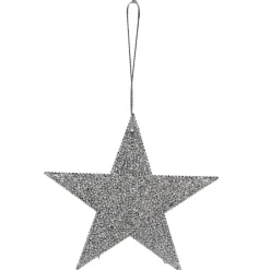 Étoile à suspendre effet pailleté gris ou blanc x2