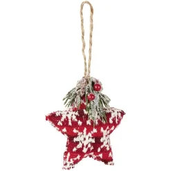 Étoile à suspendre en mousse et tissu décor tradition