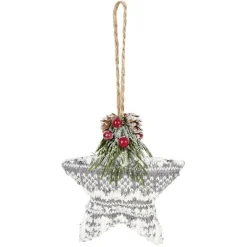 Étoile à suspendre en mousse et tissu décor tradition