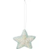 Étoile à suspendre pailleté bleu 7,5x7,5cm