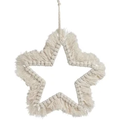 Étoile de Noël à suspendre macramé beige 21x21cm
