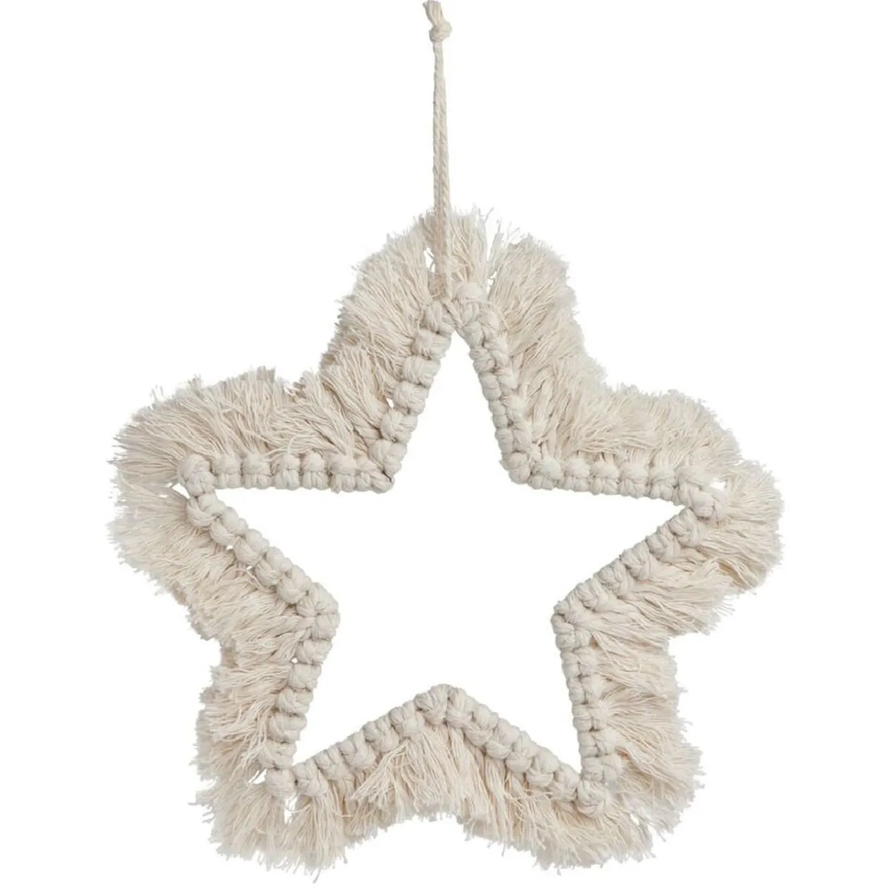 Étoile de Noël à suspendre macramé beige 21x21cm