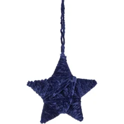 Étoile de Noël en laine à suspendre bleu
