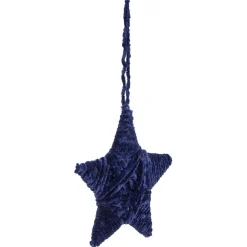 Étoile de Noël en laine à suspendre bleu