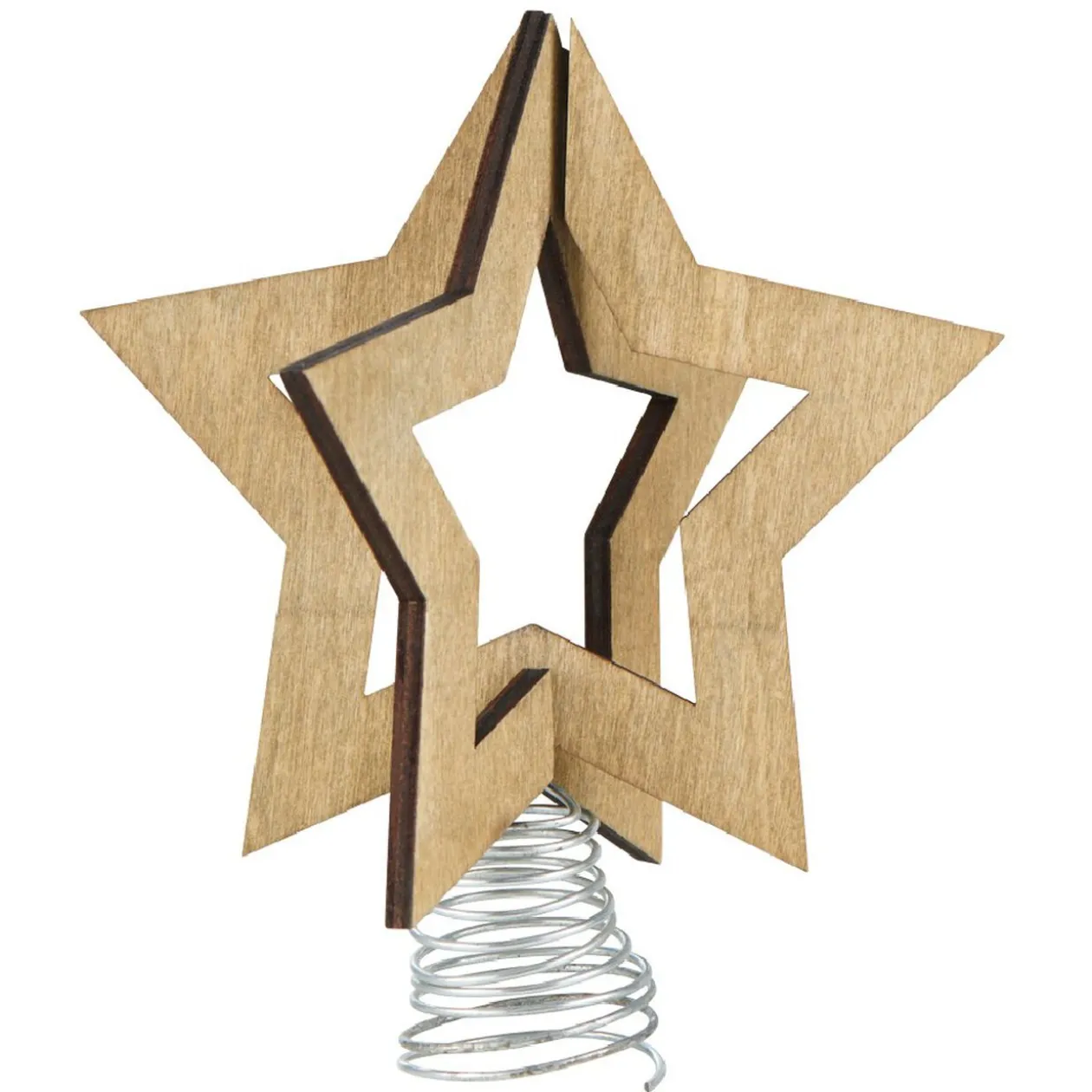 Étoile de Noël sur socle à ressort bois naturel