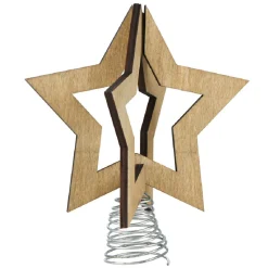 Étoile de Noël sur socle à ressort bois naturel