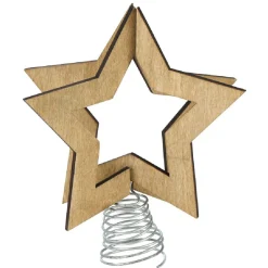 Étoile de Noël sur socle à ressort bois naturel
