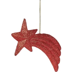 Étoile filante à suspendre rouge pailleté