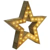 Étoile lumineuse en bois 30 LED blanc chaud H30 cm