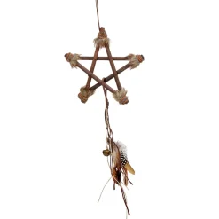 Étoile marron bois fourrure et plumes cheyenne