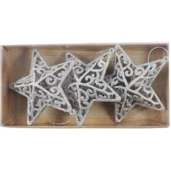 Étoile pailletée argentée à suspendre H.11 cm x3