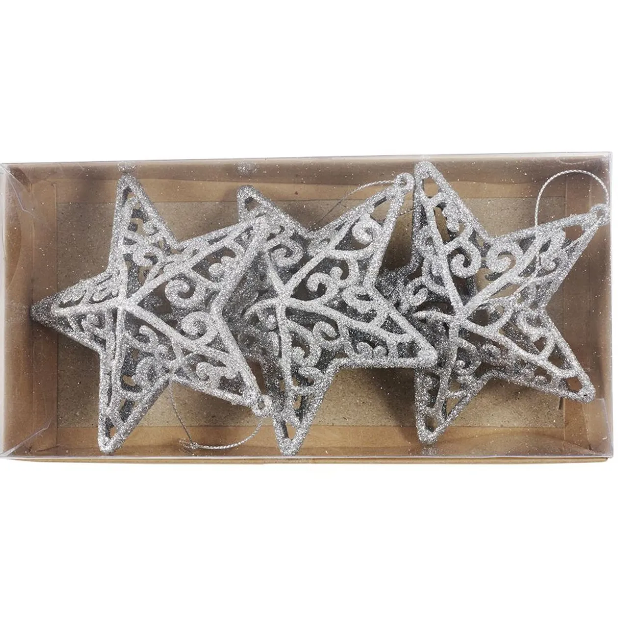 Étoile pailletée argentée à suspendre H.11 cm x3