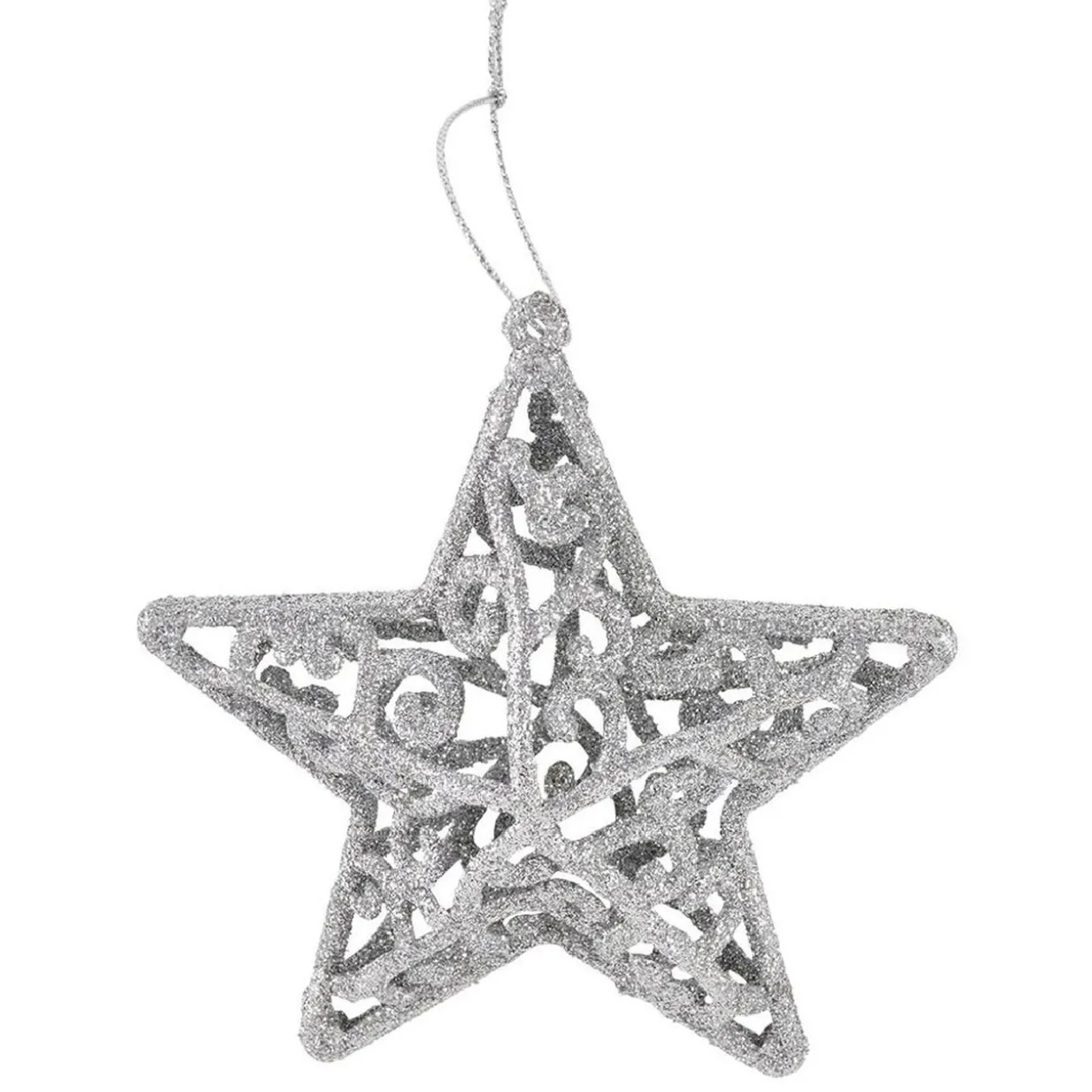Étoile pailletée argentée à suspendre H.11 cm x3