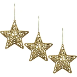 Étoile pailletée dorée à suspendre H.11 cm x3