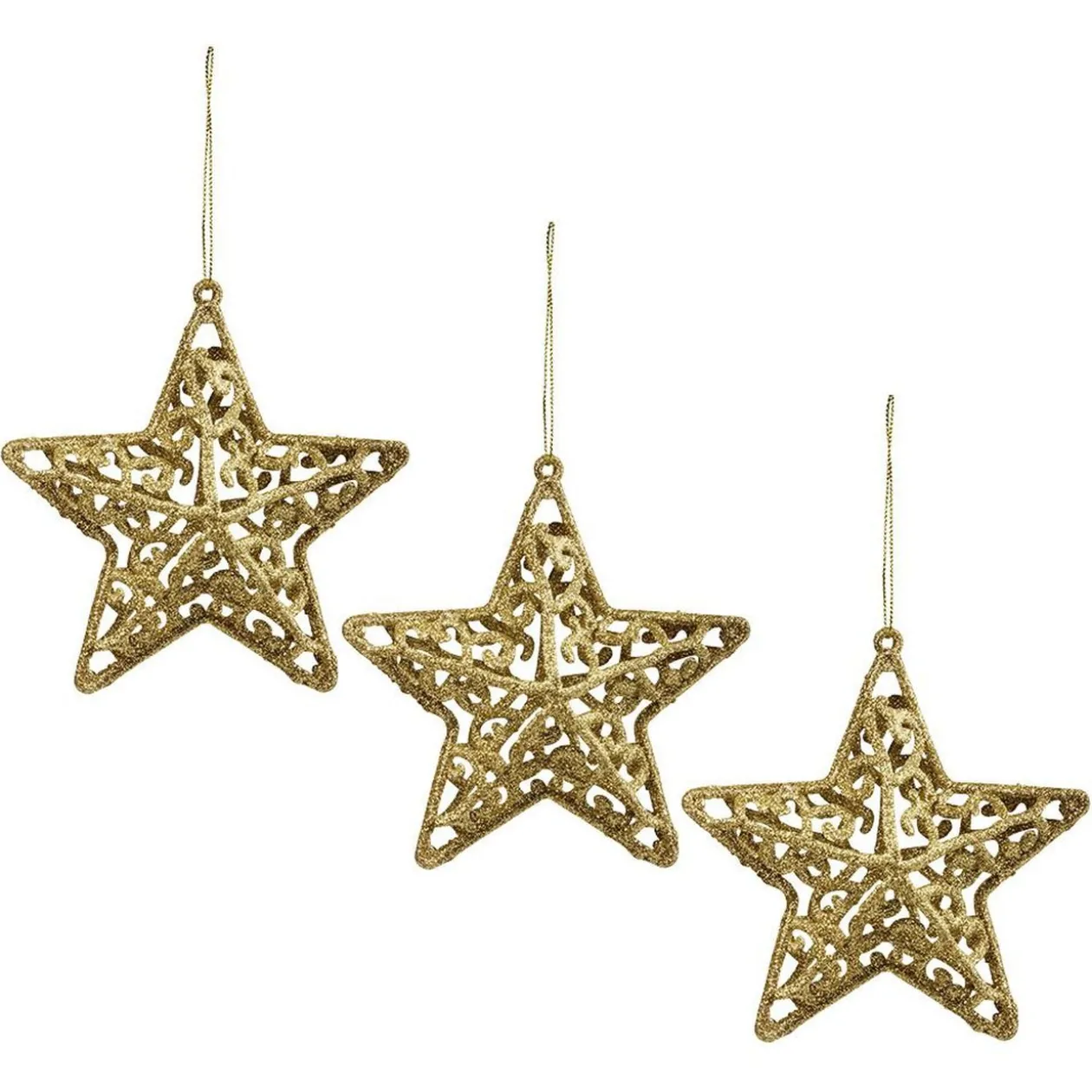 Étoile pailletée dorée à suspendre H.11 cm x3