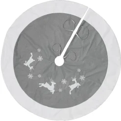 Tour de sapin gris rennes et flocons