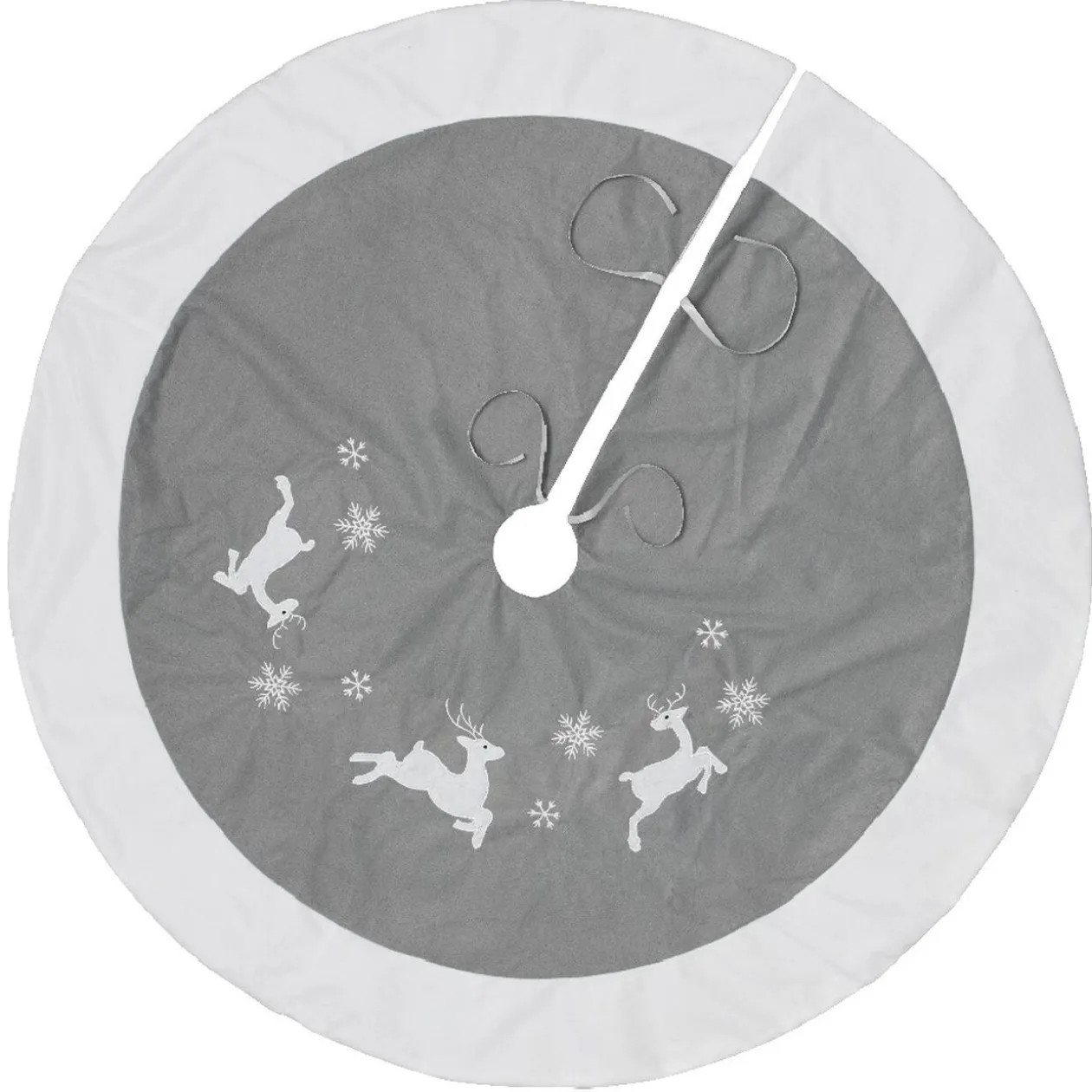 Tour de sapin gris rennes et flocons